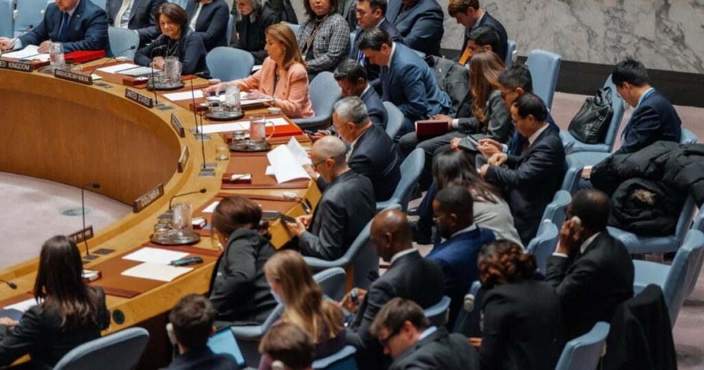 Reunión de emergencia del Consejo de Seguridad de la ONU en Nueva York, marzo 2026.