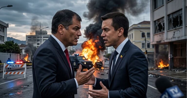 La pelea entre Daniel Noboa y Rafael Correa sube de tono. Desde insultos personales hasta acusaciones de narcotráfico. Foto AI
