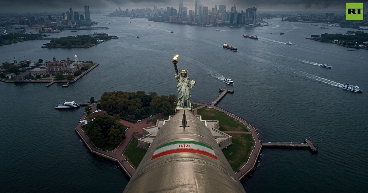 Irán difunde video donde un misil destruye la Estatua de la Libertad